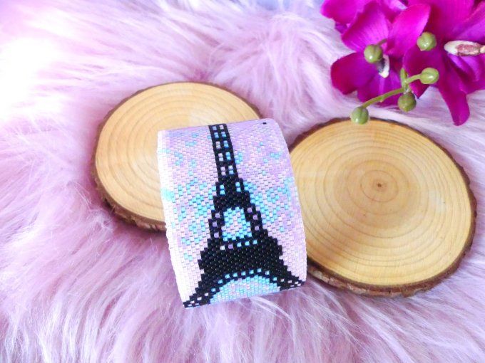 Bracelet jonc tissé perles miyuki "Love Paris"